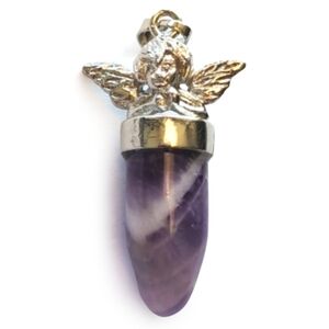 Amethyst Crystal Angel Cherub Necklace‎